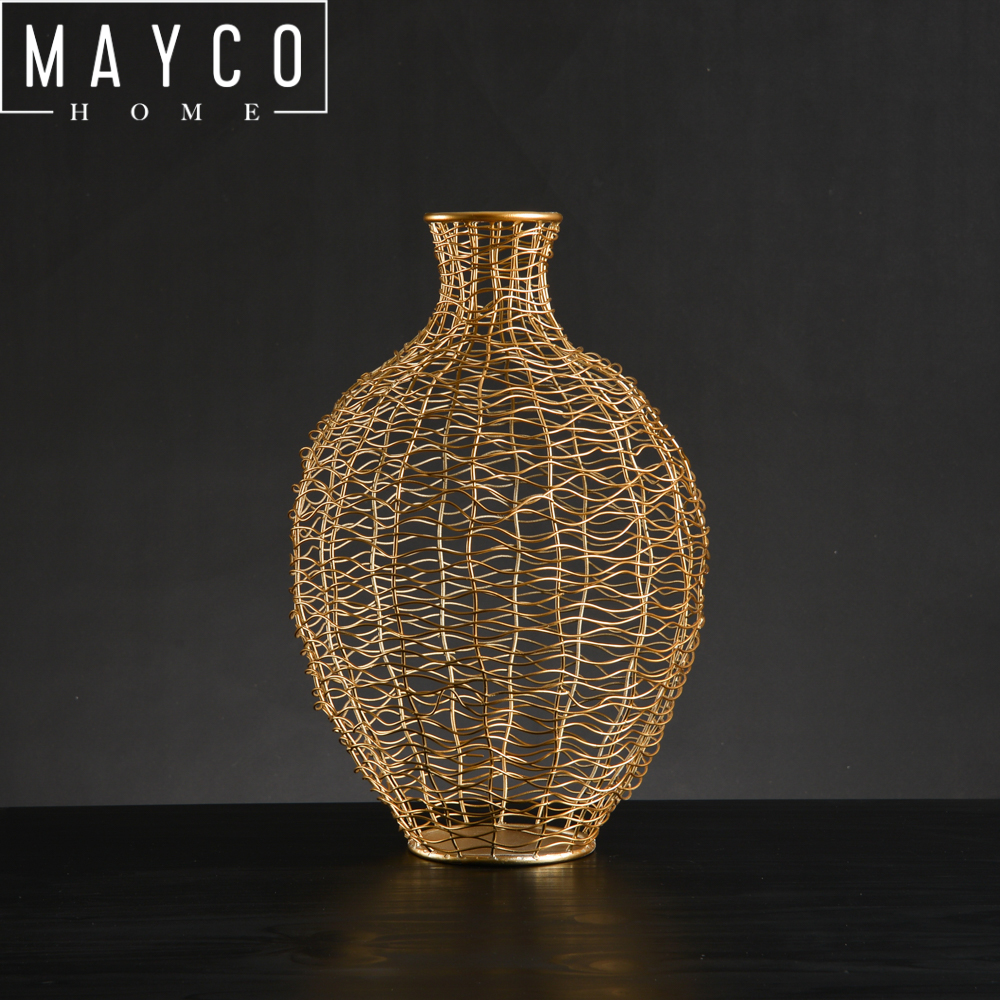 Mayco Antique Modern Home Decor Gold Wire Metal A Vase for Flowers