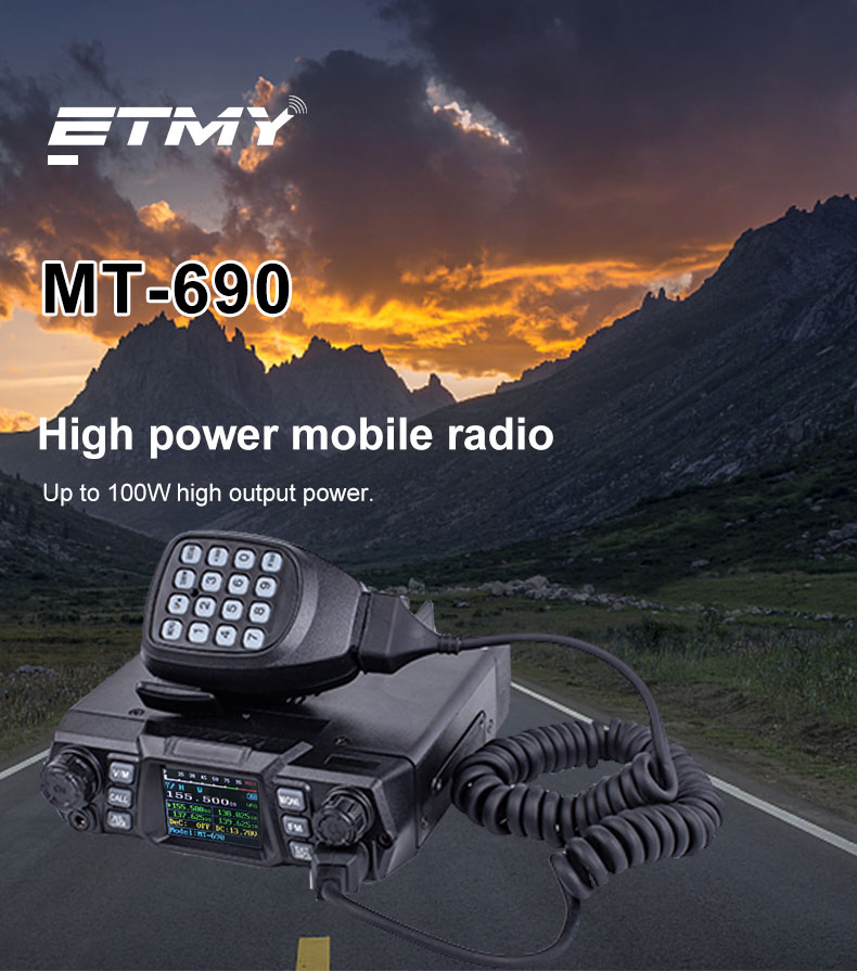 ETMY MT-690 100W 256 Channels Vhf Uhf Radio Car Set Walkie Talkie with Speaker Microphone From Ecom Technologys