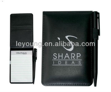 PU leather pocket jotter pad with pen set