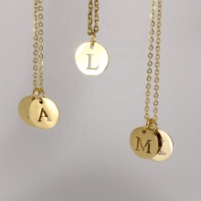 Dainty Gold Coin Necklace with Custom Initial Pendant for Women