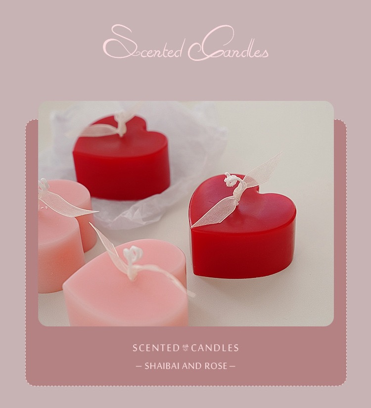 Smokeless romantic Heart-shaped Valentine's Day Wax candle