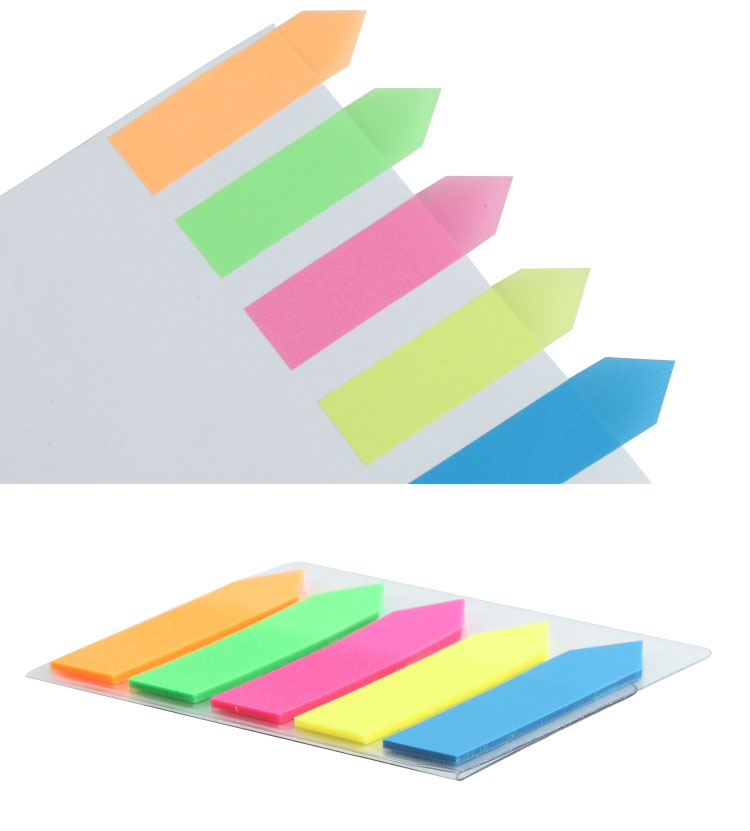 Comix 5 Colors Classification Ultra Thin BOPP Translucent Arrow Sticky Notes