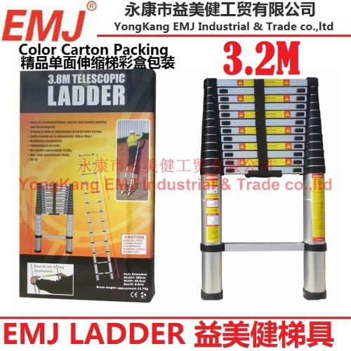 3.8m high quality telescopic ladder by color box packing