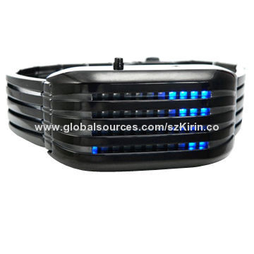 Fashionable LED Watches with Stainless Steel Band and Blue LED Movement, Stainless Steel Back/Buckle