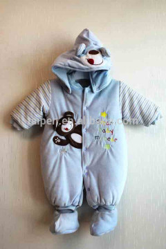Newest Winter Baby Romper 100% Cotton Boys Long Sleeve Hooded Bodysuit