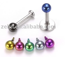 Hot sale anodized ball internally threaded labret monroe body piercing jewelry