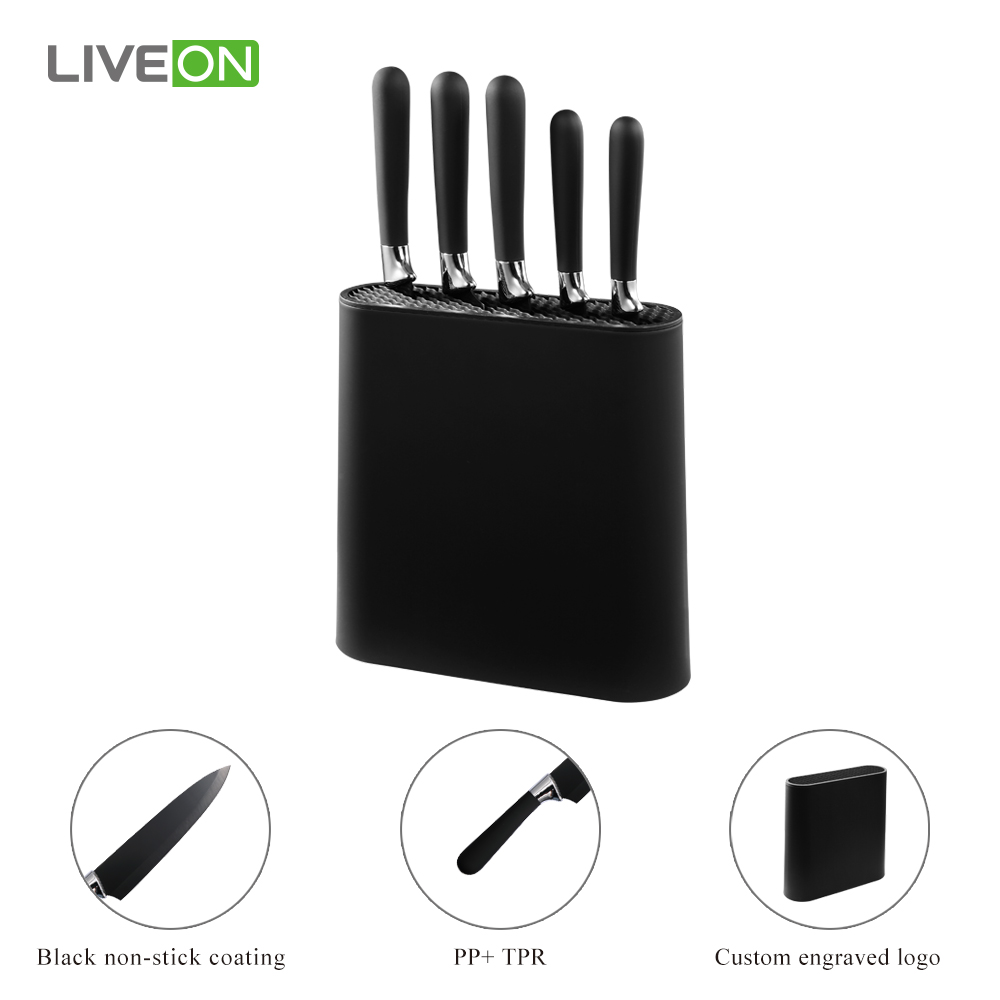 Bloco de cozinha de aço inoxidável 6pcs faca set