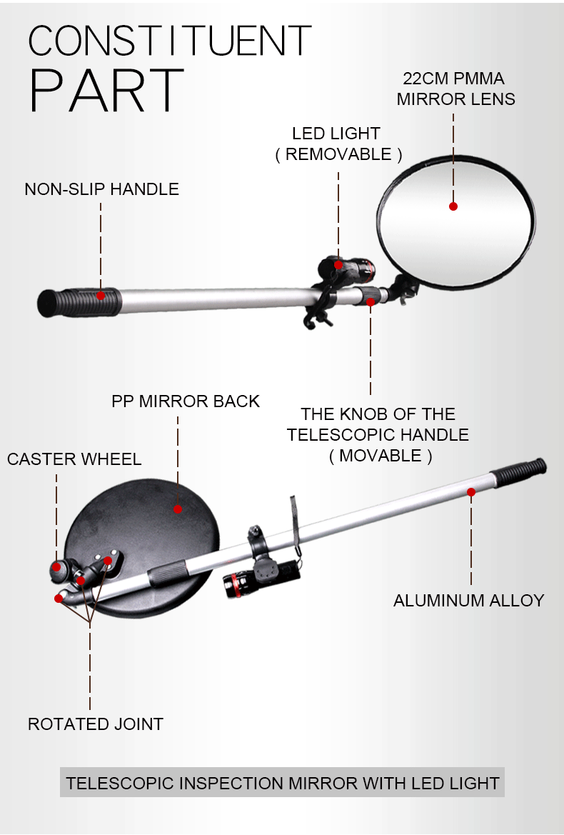 Factory Price 12" (30cm) Expand View Dome Inspection Mirror under Vehicle Safety Checking