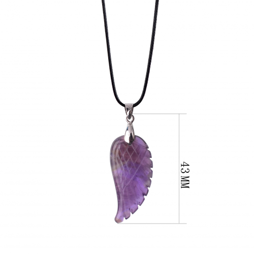 Angel Wing Crystal Pendant Necklaces Adjustable Rope Reiki Healing Stone Natural Gemstone Necklace for Women Men