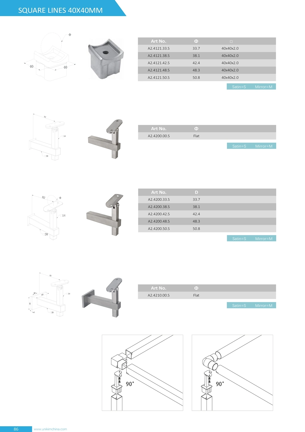 Factory Square Stainless Steel Staircase Glass Balustrade Handrail Fittings