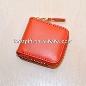 pu leather red square coin case with zipper, zipper coin purse