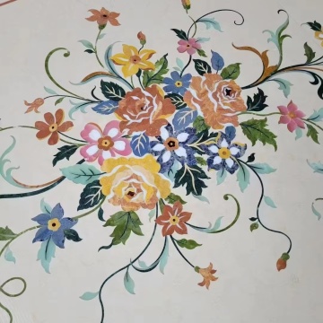 Customized Nature Stone Inlay: Waterjet Flower Medallion Design