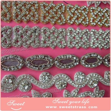 JYAP090 Wholesale rhinestone and pearl applique trimming factory direct sale