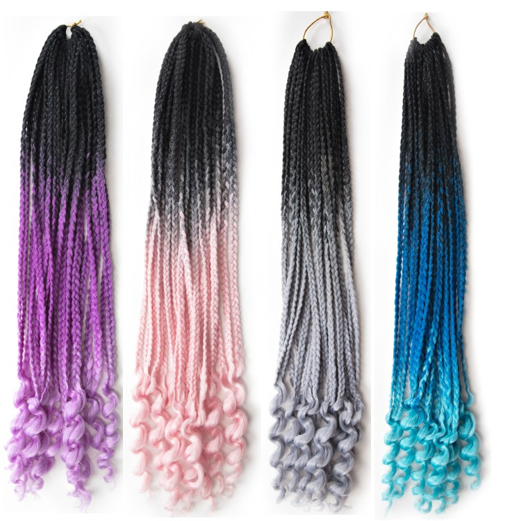 Box Braids Goddess Braiding Hair with Curly Ends 3S Synthetic Hair Braided Extension 18inch 24inch