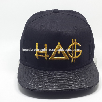 metal thread embroidery snake skin brim snapback cap snapback hat