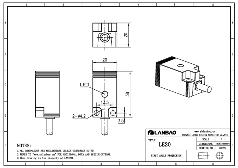 LANBAO LE20SN08DLO 8mm proximity sensor and 30VDC Non-flush cheap proximity inductive sensor