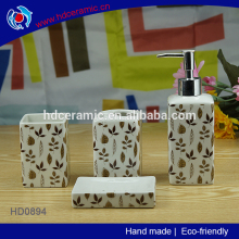 New arrival decorative lceramic eaf bathroom accessory set