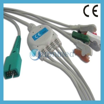 MEK One piece 5-lead ECG Cable with leadwires,snap,9pin