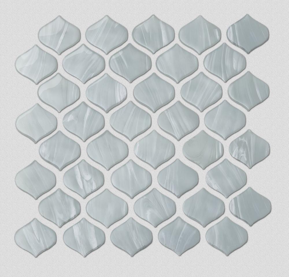 White Stone Pattern Glass Mosaic Tiles For Kitchen