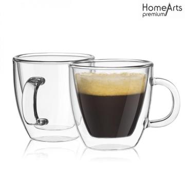 Dupla parede isolada de vidro caneca de café ou chá para Latte, Cappuccino