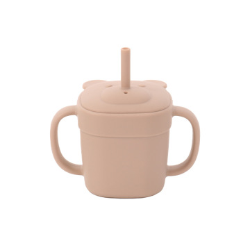 Playful Bear Silicone Sippy Straw Cup with Lid
