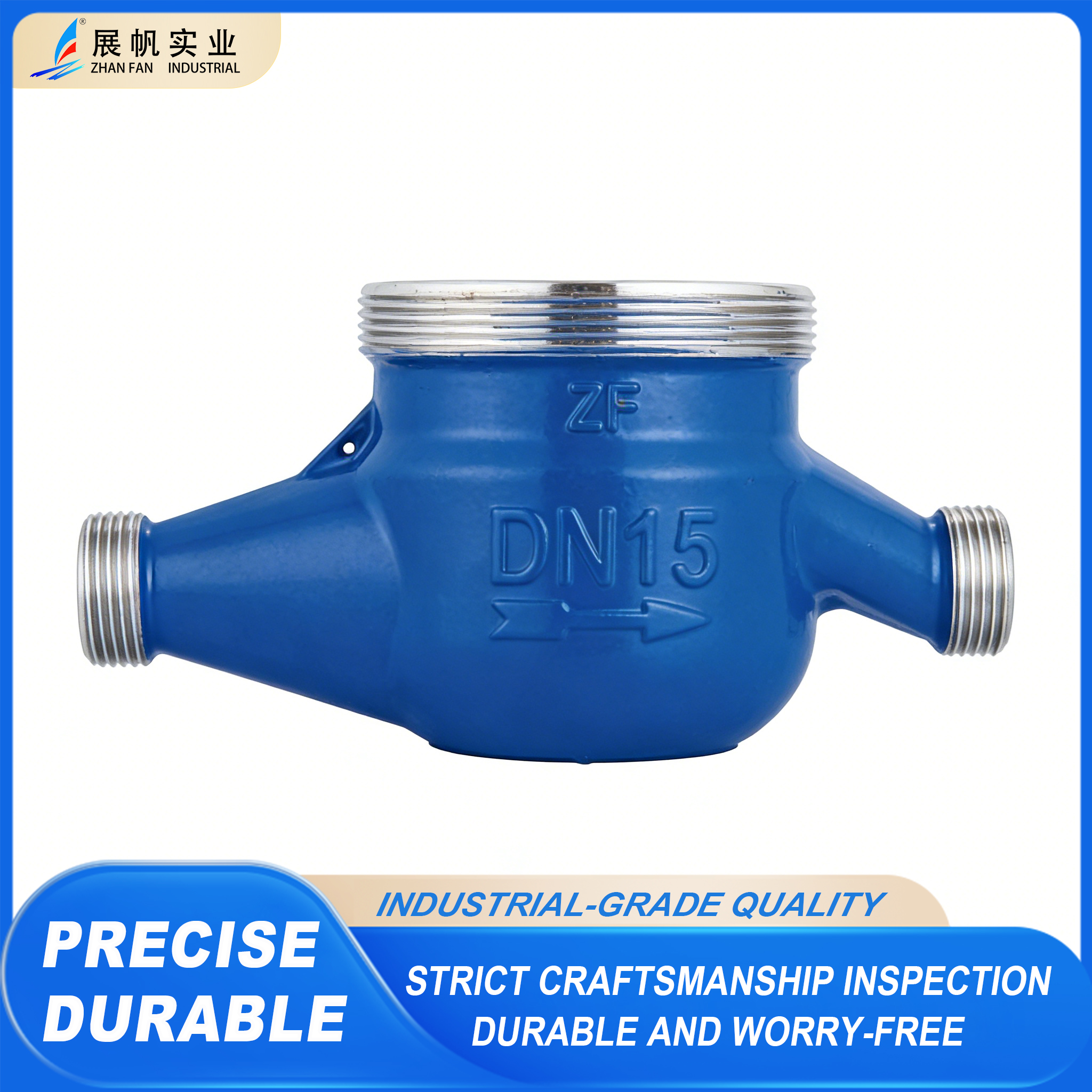 Carcasa del medidor de agua de color azul. blue colored water meter housing