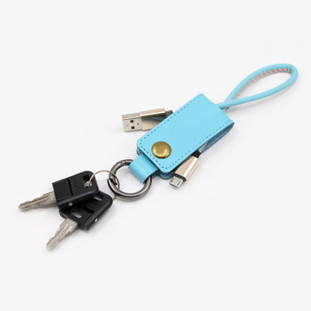 Yijiashishang Customized Leather Keyring High Speed Key Buckle Tangle Free Data Sync Charging Cable