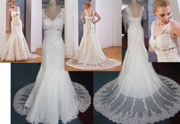 Mermaid Sweetheart Neckline Straps Lace Modest Wedding Dresses With Sleeves