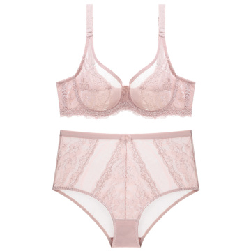 Nova tendência feminina em estoque: sutiã de renda com aros e calcinha de lingerie transparente