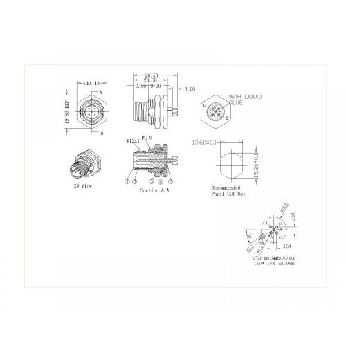 M12 3-5p Male Front PG9 D-Code Netterleded