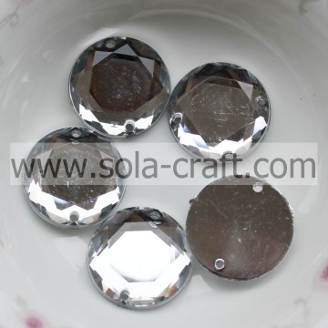 Venta al por mayor 18MM Cristal Plata Grado A Acrílico Cortado Guirnalda redonda Cuenta reflejada para hebras DIY