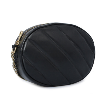 Sac à bandoulière en cuir noir avec bandoulière minimaliste