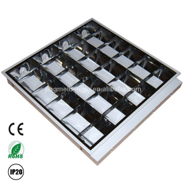 Grid fluorescent ceiling lighting fixture