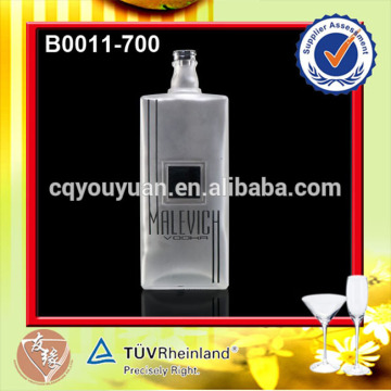 wholesale frosted 70cl white square glass vodka bottle