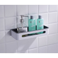 White Bathroom Shower Basket Wall Mounted Storage Rack