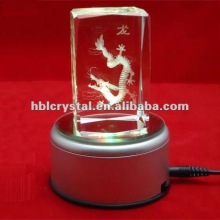 crystal dragon 3d laser cube with light base