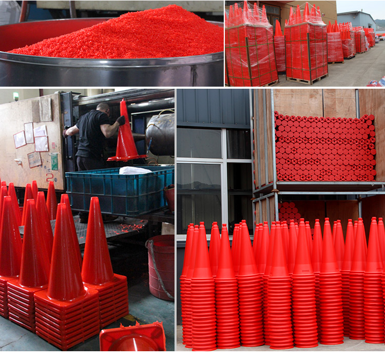 Hot Selling 75 cm Reflective Film Black Base Road Traffic Cones, Reflective PVC Traffic Cone/