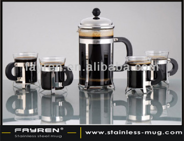 Glass and stainless steel French press tea maker sets
