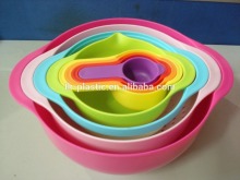 8pcs Color Mixing Bowl Set/Salad Bowl With Measuring Spoon for Cooking