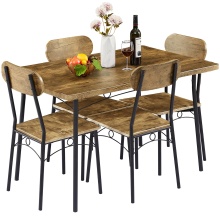 Wood 5-Piece Metal Dining Table Set with 4 Chairs - Kitchen Furniture for Sale