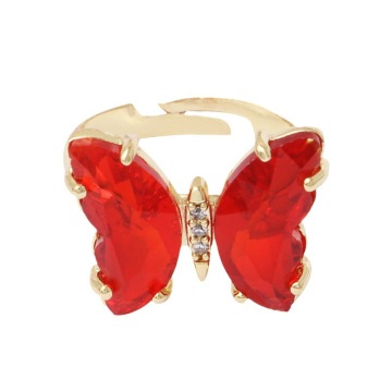 NJC Women's Adjustable Multi-Color Crystal Butterfly Ring