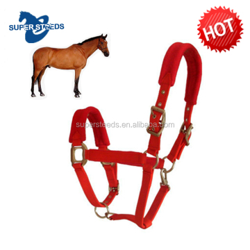 Adjustable Australian Saddle Style English Horse Halter Red Nylon PVC with Copper Buckles