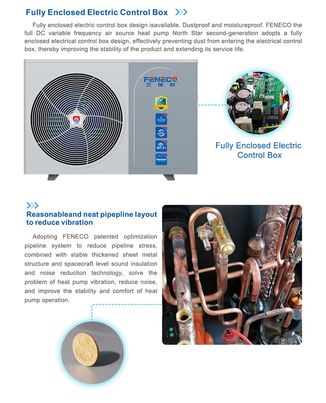 Europe Air Source Heating Cooling Heat Pump ERP a+++ R290 8kw to 18kw