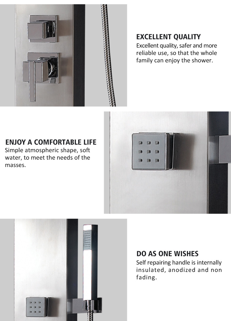 Wall Mounted Waterfall Stainless Steel Thermostatic Shower Panel With High Quality