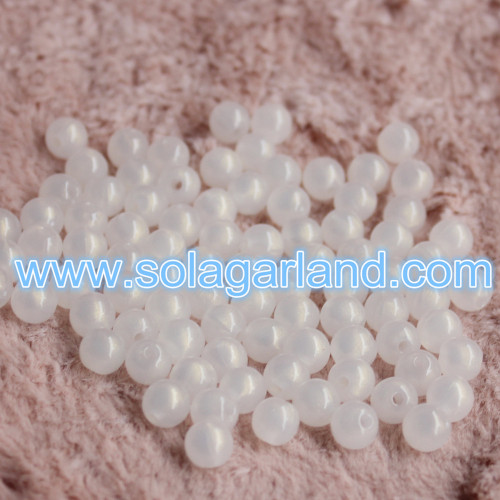 8MM, 10MM, 12MM Acrylic Round Translucent Chunky Gumball Beads Jelly Milky White Color