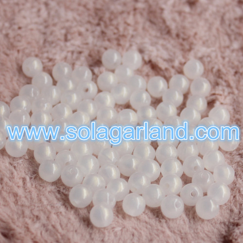 8 MM, 10 MM, 12 MM Acrilico Rotondo Traslucido Grosso Gumball Perline Gelatina Colore Bianco Latte