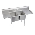 Stainless steel 2 kompartemen wastafel dengan drainboards