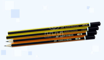 Promotional Wooden Pencil with Yellow Strips and Black Dipping