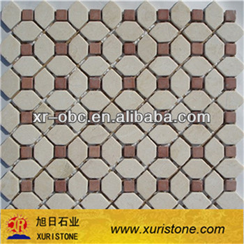 pink marble mix beige marble stone mosaic tile