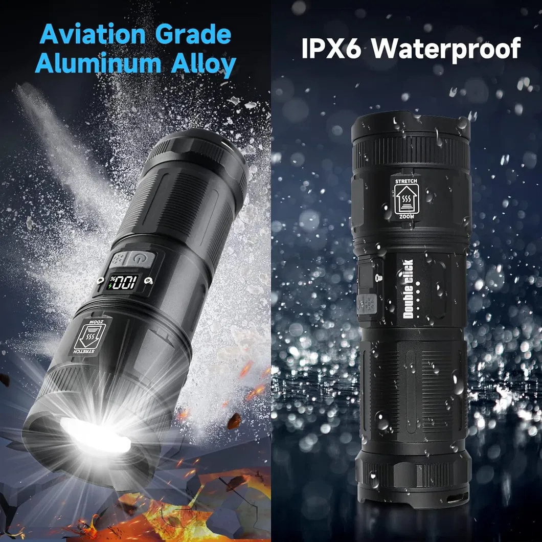Powerful LED Flashlight with White Laser Beam for Outdoor Use